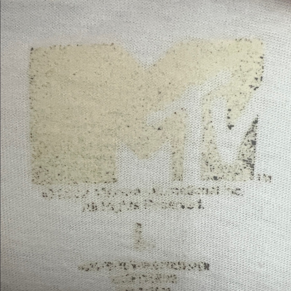 MTV 1990s MTV Logo Tee in Cream with Faded Black Print Size L - Picture 3 of 17